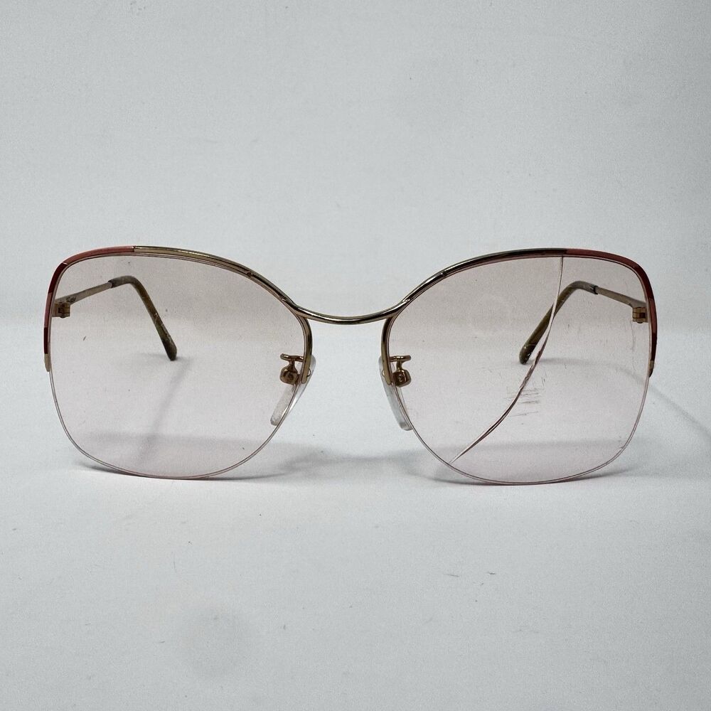 Tura Mod 432 Vintage Gold Pink Semi-Rimless Eyeglass Frames 57-16-143